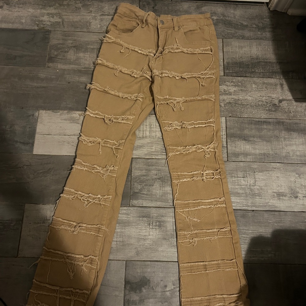 Stylish Tan Distressed Women Jeans